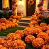 Buquê de hortênsia laranja artificial de alta qualidade para outono com hastes para decoração de casa, cenário de jardim e adereços de fotografia