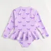 Moda Nova de Verão Maiô Infantil de Peça Única Manga Longa Proteção Solar Estampado Shorts Triângulo Fabricante Aprovado
