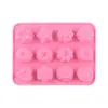 Molde de Silicona de Flor de 12 Cavidades Silicona de Grado Alimenticio Perfecto para Hacer Mousse de Chocolate Gelatina y Repostería Fácil de Desmoldar y Limpiar Ideal para Postres DIY Color Rosa
