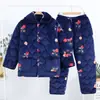 Pijama de invierno para mujer, forro polar de coral, tres capas, engrosado, cálido, acolchado, ropa de casa, traje de franela para mujer, venta al por mayor de fábrica