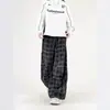 Calça Casual Xadrez Texturizada Branca 2025 Inverno Novo Masculina Estilo Americano Relaxada Casual Longa Curva