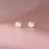 Pendientes de Plata de Ley S925 Nalan, Modernos, Lindos, Pequeños y Exquisitos, Pendientes de Gato Esmerilados Joyería M07622