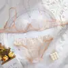 Conjunto de Lencería Sexy Morado Francés Transfronterizo Tentación Diversión con Bordados de Encaje Conjunto de Dos Piezas