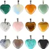Llavero con colgante de corazón transfronterizo de 30*12 mm, corazón de cristal rosa de piedra natural, accesorio popular para DIY