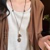 Nuevo Collar de Pluma de Bronce Zen Chino para Mujer Estilo Étnico Bohemio Doble Capa Cadena Larga para Suéter Accesorios
