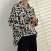 Camisa floral de manga larga para hombre y mujer, adecuada para primavera, otoño y verano, estilo coreano, moderna, genial, nicho, estilo de Hong Kong, chaqueta camisa vintage