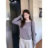 Camiseta Falsa de Duas Peças Estilo Coreano de Alta Qualidade para Mulheres 2026 Simples para o Dia a Dia Blusa de Manga Longa para Mulheres Lançamento