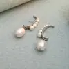 Brincos de Pérola Degradê com Design de Nicho Moderno Estilo Europeu e Americano Brincos Elegantes com Franjas Arqueados Franceses Studs