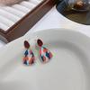 Joyería de Qingdao Aguja de Plata S925 Estilo Japonés y Coreano Moda Aretes con Patrón Geométrico Personalizados de Color Contrastante Modernos Aretes de Otoño e Invierno para Mujer