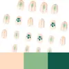 Unhas Vestíveis com Gradiente Verde Fresco, Arte de Unhas Florais de Verão, Peças de Unhas Vestíveis em Formato Amêndoa, Unhas Postiças Atacado