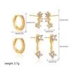 Pendientes de circonita con incrustaciones de temperamento simple de oro de 18 quilates transfronterizos de Europa y Estados Unidos, pendientes de clip para la oreja, pendientes de moda para uñas con hueso de oreja