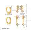 Europa y Estados Unidos transfronterizos 18K oro incrustado circonita pendientes apilables pendientes sencillos conjunto de pendientes tachuelas para el lóbulo de la oreja pendientes hebilla de oreja juego de 3 piezas