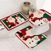 Decoração de Natal Transfronteiriça Tapete de Chão Antiderrapante para Banheiro Doméstico Tapete de Pé Absorvente de Flanela para Banheiro Tapete de Vaso Sanitário Conjunto de Três Peças