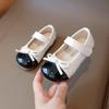 Zapatos de Cuero de Boca Baja para Niñas Zapatos Elegantes de Princesa Small Xiangfeng Primavera 2025 Nuevos Zapatos de Lazo de Suela Blanda para Niños