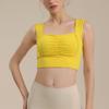 Roupa Íntima Esportiva Feminina de Peça Única com Alça Larga Plissada para Ombro, Nua nas Costas, Sutiã de Costas Lindas, Fitness, Alta Compressão, Colete de Yoga