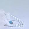 Pulsera de Cristal Blanco Natural de Brasil para Mujer Pulsera de Aguamarina Joyería de Cristal con Cuentas Hecha a Mano