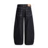 Jeans Sueltos de Pierna Ancha con Diseño de Cimitarra de Silueta, Vibras Trendy High Street, Decoración Esmeralda, Pantalones Largos para Hombre