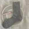 Calcetines Finos de Media Pantorrilla para Niñas de Primavera y Verano, Ribete de Encaje, Color Sólido, Estilo Simple, Calcetines de Algodón, Estilo Ballet, Calcetines Japoneses Lindos, Calcetines Caídos
