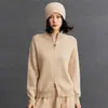 Moda Feminina de Caxemira Urbana Versátil Solto Casual Zíper Cardigan de Tricô Outono e Inverno Novo Casaco Suéter de Tricô