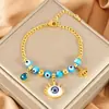 Moda Transfronteiriça Olho de Diabo Flor da Sorte Pulseira de Aço Inoxidável Olho Azul Pulseira com Contas Conserva a Cor Dropshipping Atacado