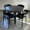 Juego de Plástico para Reuniones de Ocio al Aire Libre con Mesa Redonda Pequeña y Sillas para Balcón, Popular en Cafeterías de Té de Leche de Moda, Mesa de Comedor Simple para Uso al Aire Libre