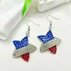 Día de la Independencia de Estados Unidos Usa Alas Pendientes de Aleación de Zinc Pendientes de Bandera Rayada Roja, Blanca y Azul Colgante en Forma de Corazón