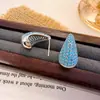 Pendientes de Plata Aguja Completo de Circonita Geométricos de Lágrima Elegantes de Lujo Ligero de Gama Alta Exquisita Artesanía Pendientes Atmosféricos