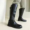 Botas de montaria femininas leves, cor sólida, estilo bota, tamanhos 38-48, botas altas de tamanho grande para exportação transfronteiriça europeia e americana, salto médio, bico redondo, sola grossa, antiderrapante