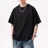 Camiseta de Manga Corta de Algodón Puro Unisex Verano Holgada Moderna Marca Camiseta Color Sólido Cuello Redondo Peso Pesado Top Versátil para Pareja