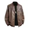 Chaqueta de cuero vintage para hombre, estilo bomber de primavera, talla grande, chaqueta de cuero de entrenador, chaqueta de motocicleta americana de otoño e invierno