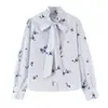 Camisa Elegante y Moderna para Mujer Estilo Europeo y Americano Transfronterizo 2026 Estampado Floral con Lazo al por Mayor 3564168