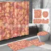 Cortina de Chuveiro Série Flores da Amazonia Impressão Digital Poliéster Impermeável e Resistente a Mofo Conjunto de Quatro Peças Novo Produto do Fabricante com Separação Seco e Úmido