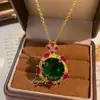 Collar con Colgante de Corte Fuego Paraíba con Diseño de Espalda Estampada para Mujer, Cadena de Clavícula Aquamarina de Lujo Ligero de Moda