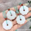 Fabricante de pingentes de jade atacado material fino Xinjiang jade branco fivela da paz, jade branco gordura de carneiro, fivela da paz de jade com fio de ouro, fornecimento para transmissão ao vivo