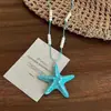 Largo collar de cuentas con motivos de estrellas de mar y flores, hecho a mano, para mujer, perfecto para vacaciones en la playa y la isla, accesorio de cadena para la clavícula versátil