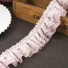 Material para fazer acessórios de cabelo de laço DIY feitos à mão com saia plissada de chifon de dupla camada, fita de renda, acessórios de renda