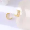 Design Europeu e Americano de Nicho, Brincos Exagerados, Estilo Cool, Argola Simples Lisa em Forma de C Prateada Escovada, Brincos de Alta Qualidade