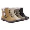 Hebilla de Cinturón de Comercio Exterior Botines de Suela Plana Botas Martineras Moda Botas de Nieve Forradas de Felpa Zapatos de Deslizamiento de Algodón para Mujer Talla 43 deseo