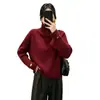 Suéter de punto con cuello alto de manga larga y diseño de otoño e invierno para mujer, nuevo suéter grueso de ajuste holgado 2026