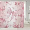 Cortina de Ducha Transfronteriza con Lindo Lazo de Cinta, Cortina de Ducha Rosa con Impresión Digital, Cortina Divisoria Impermeable y a Prueba de Moho para Baño
