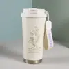 Taza térmica muy elegante para viajes y uso en la oficina, revestimiento interior de acero inoxidable 316, opción de doble bebida, con correa de asa, personalizable, taza de café al por mayor