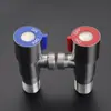 Fabricante Kaiping al por mayor Válvula de ángulo roja y azul de acero inoxidable 304 Núcleo de válvula cerámico cepillado Válvula triangular a prueba de explosiones engrosada para agua caliente y fría