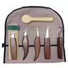 Juego de 10 piezas nogal cromo vanadio acero cuchillo de tallar corte cuchillo de madera raspado cuchillo de madera cuchillo cuchara traje de tallado para carpintería