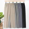 Pantalones de Verano Finos Cortos para Mamá, Mujeres de Mediana Edad y Mayores, Holgados, Pantalones Rectos de Cintura Alta Elástica de Abuela