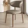 Silla de Comedor Moderna Simple Imitación Madera Hotel Restaurante Hogar Ocio Lujo Ligero Estilo Crema Respaldo de Diseñador Metabo