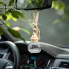 Pingente Aromaterapia para Carro Frasco Vazio, Frasco Difusor de Óleo Essencial para Interior de Carro, Frasco de Perfume Criativo de Vidro com Tampa de Madeira de Lótus Atacado