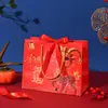 Bolsa de Presente Festival da Primavera Ano Novo Bolsa de Papel Vermelho China Bolsa de Presente Ano do Carneiro Bolsa Festiva Vermelha Bolsa de Mão Bolsa de Lembrança