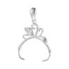 Colgante de plata esterlina S925 soporte vacío redondo para cuentas de 10 mm - 14 mm soporte para cuentas de ámbar de cera de abeja incrustado hebilla de clip plateada