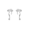 Pendientes de Aro Estilo Ballet con Lazo y Circonita Pendientes Distintivos Dulces Frescos Elegantes de Celebridad de Internet Pendientes de Moda Explosivos 2024