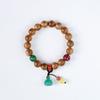 Pulsera de Rosario con Colgante de Loto Antiguo Pulsera de Anillo Único de Loto de Arena Imperial de Mena Cruda Abalorios de Buda de Madera de Agarwood Natural Retorcida a Mano